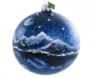 Weihnachtskugel 10 cm Winter-Nokturne 3, handgemachte Weihnachtskugeln