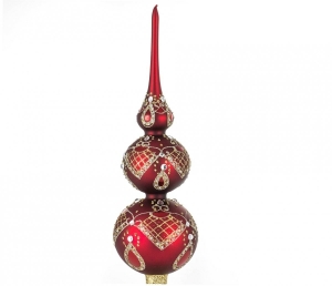 Christbaum- Spitze 42cm Diamanten auf Rot