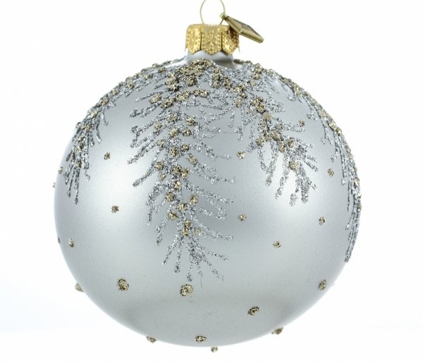 Silberne mundgeblasene Weihnachtskugeln aus Glas, ausgefallene